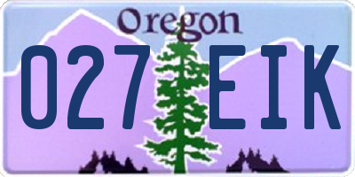 OR license plate 027EIK