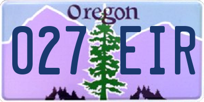OR license plate 027EIR
