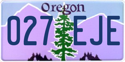 OR license plate 027EJE