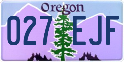 OR license plate 027EJF