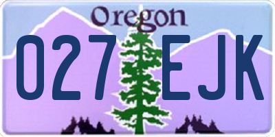 OR license plate 027EJK