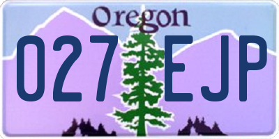 OR license plate 027EJP