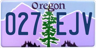 OR license plate 027EJV