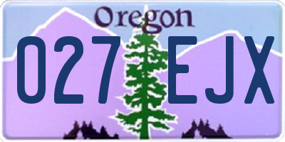 OR license plate 027EJX