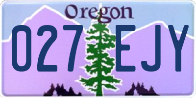 OR license plate 027EJY