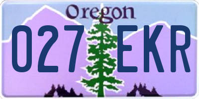 OR license plate 027EKR