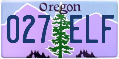 OR license plate 027ELF