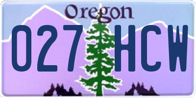 OR license plate 027HCW