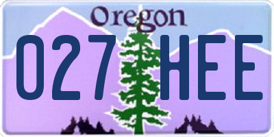 OR license plate 027HEE