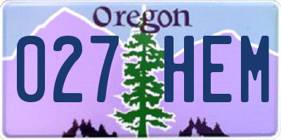OR license plate 027HEM