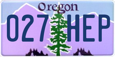 OR license plate 027HEP