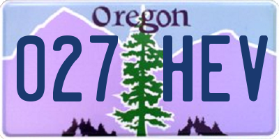 OR license plate 027HEV