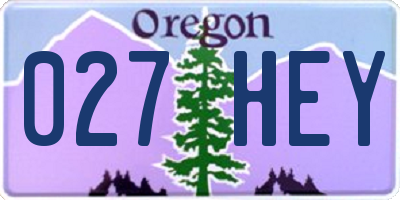 OR license plate 027HEY