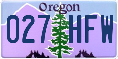 OR license plate 027HFW