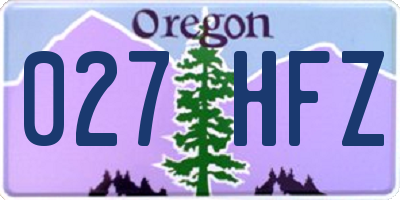 OR license plate 027HFZ