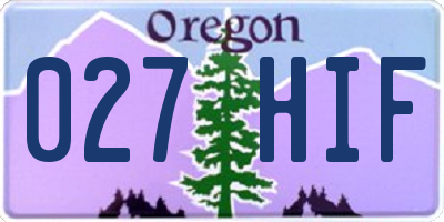 OR license plate 027HIF