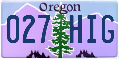 OR license plate 027HIG