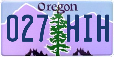 OR license plate 027HIH