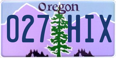 OR license plate 027HIX