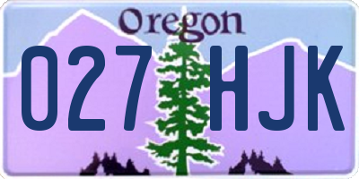 OR license plate 027HJK