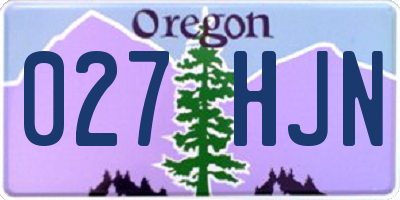 OR license plate 027HJN