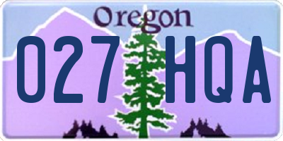 OR license plate 027HQA