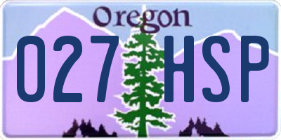 OR license plate 027HSP