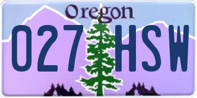 OR license plate 027HSW