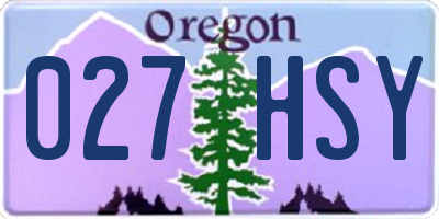OR license plate 027HSY
