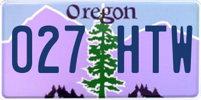 OR license plate 027HTW