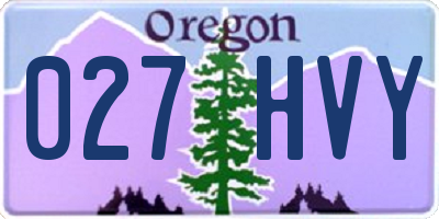 OR license plate 027HVY