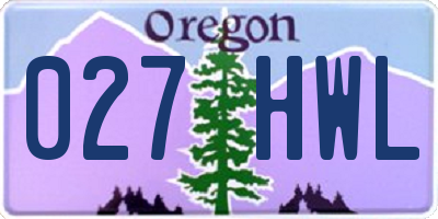 OR license plate 027HWL