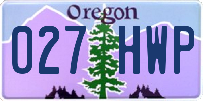 OR license plate 027HWP