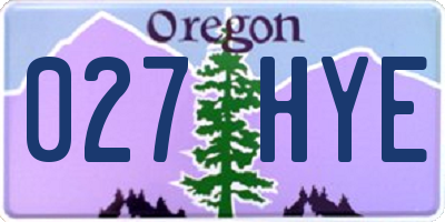 OR license plate 027HYE