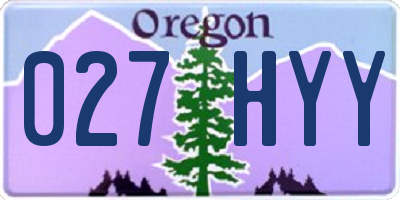 OR license plate 027HYY