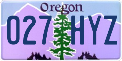OR license plate 027HYZ