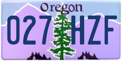 OR license plate 027HZF