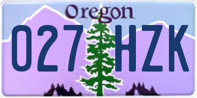 OR license plate 027HZK
