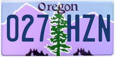 OR license plate 027HZN