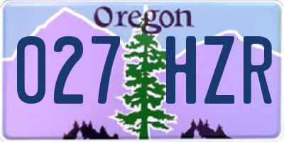 OR license plate 027HZR