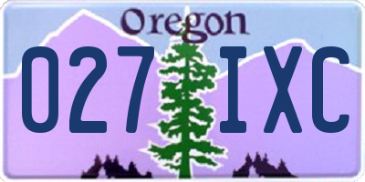 OR license plate 027IXC