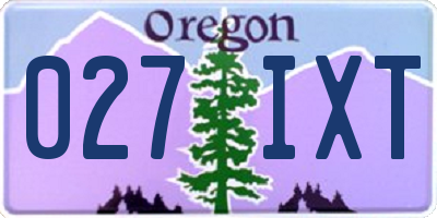 OR license plate 027IXT