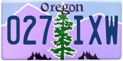 OR license plate 027IXW