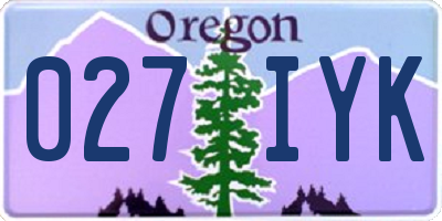 OR license plate 027IYK
