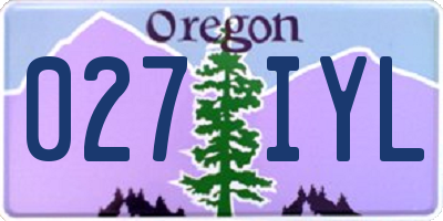 OR license plate 027IYL