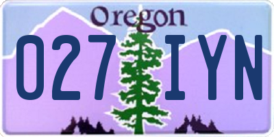 OR license plate 027IYN