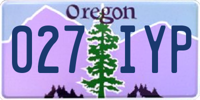 OR license plate 027IYP
