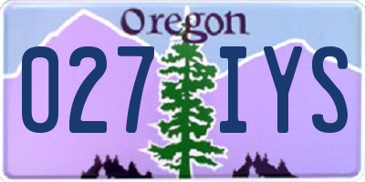 OR license plate 027IYS