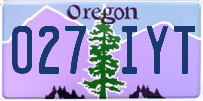 OR license plate 027IYT