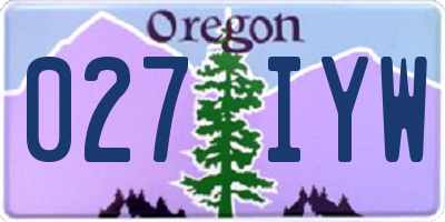 OR license plate 027IYW